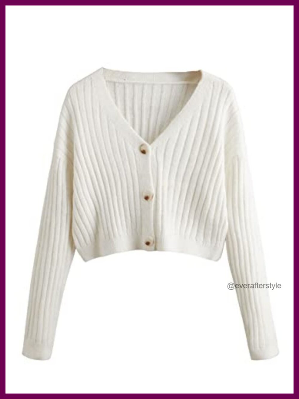 Waffle Knit Cropped Cardigan, Button Front V Neck Long Sleeve